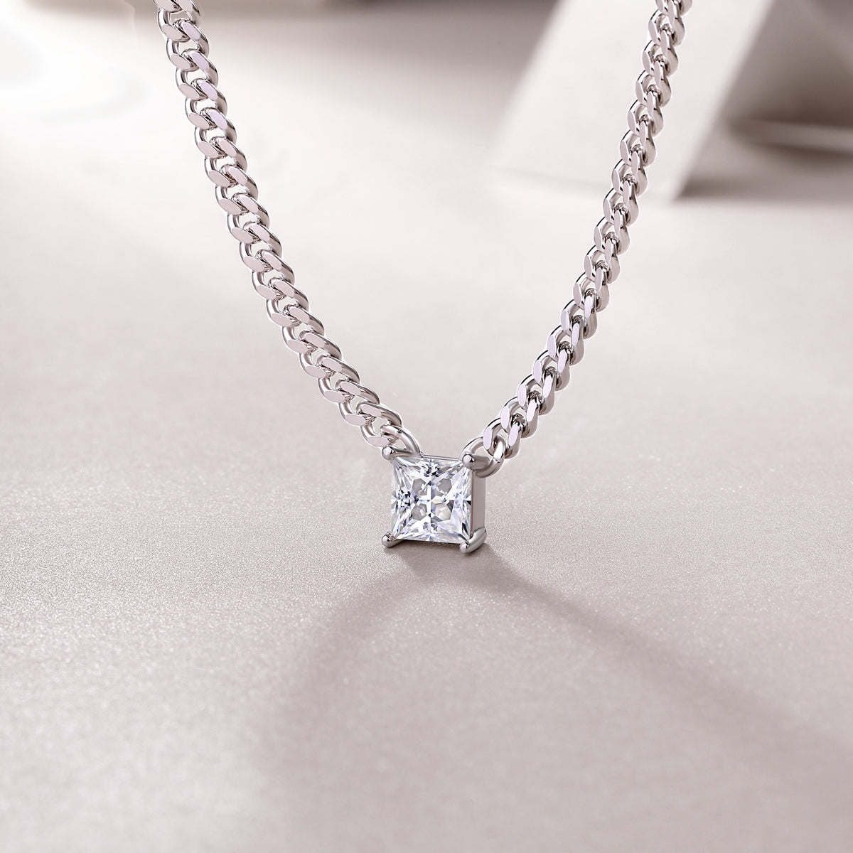 Princess Cut Moissanite Pendant Necklace - Ceerom