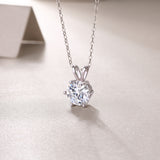 Round Cut Solitaire Pendant Necklace - Ceerom