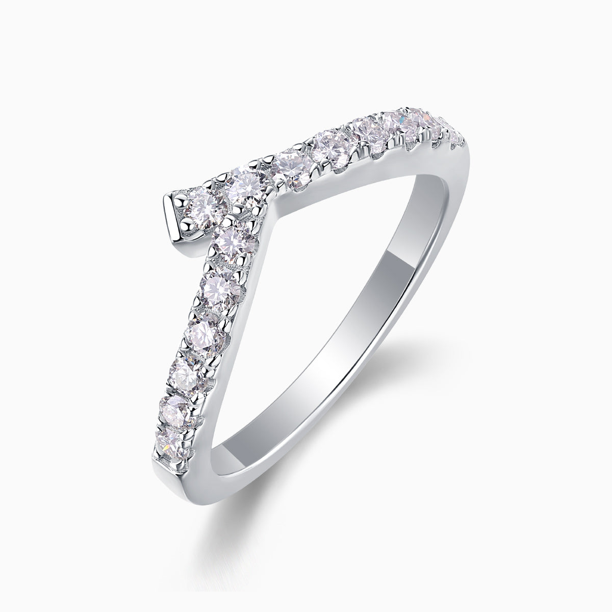 Pave Moissanite Curved Wedding Band Ring - Ceerom