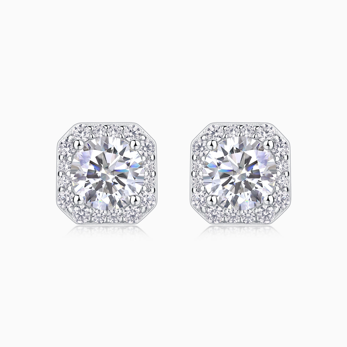 Halo Moissanite Round Cut Stud Earrings - Ceerom