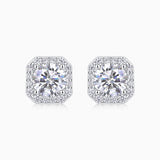 Halo Moissanite Round Cut Stud Earrings