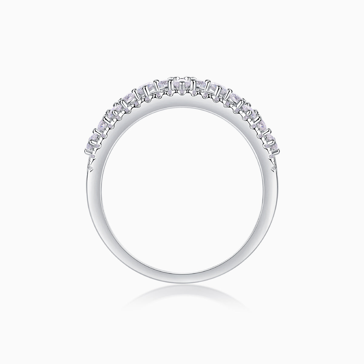 Half a Row Moissanite Wedding Band Ring - Ceerom