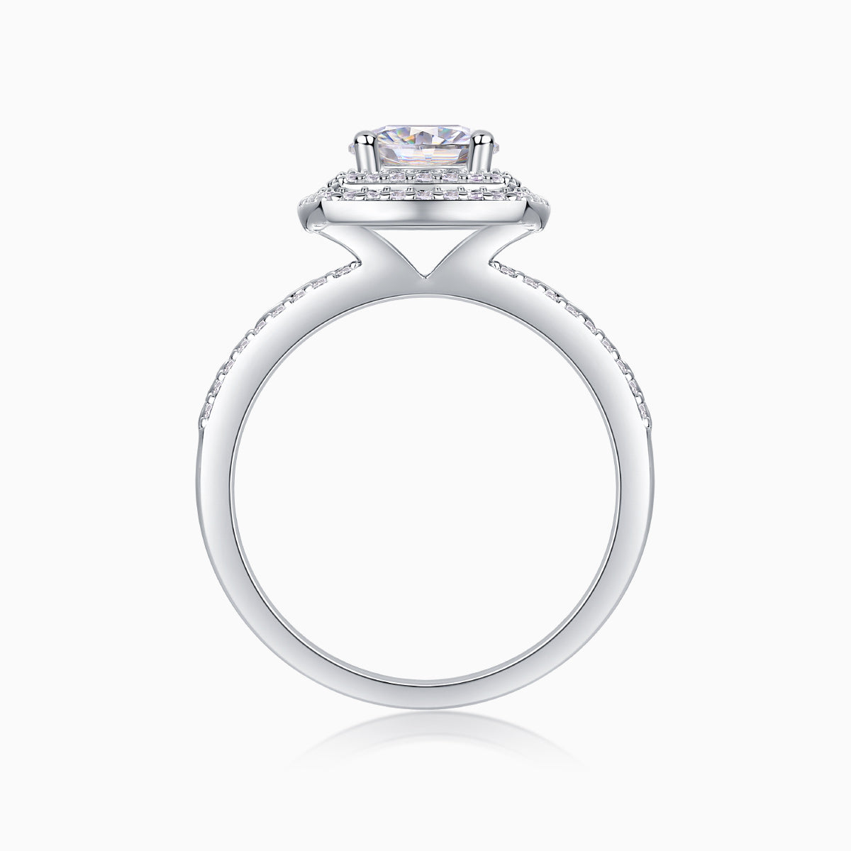 Halo Round Cut Pave Moissanite Ring - Ceerom