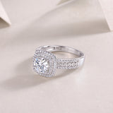 Halo Round Cut Pave Moissanite Ring - Ceerom