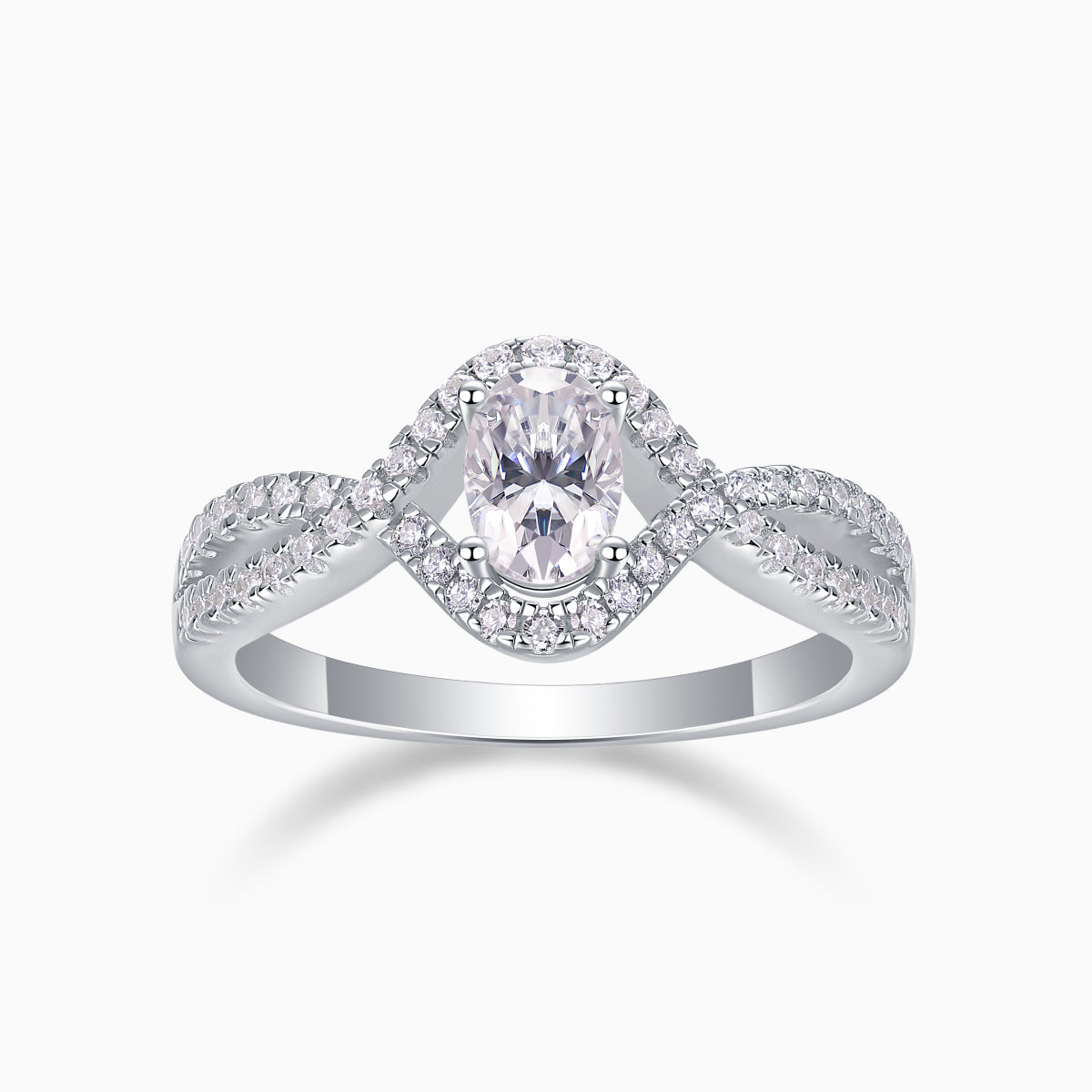 Petite Twist Oval Cut Engagement Ring - Ceerom