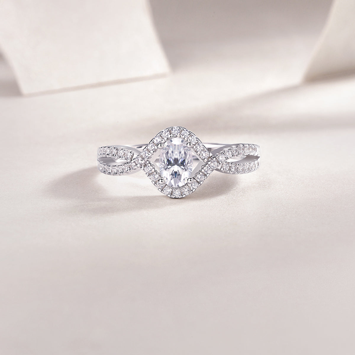 Petite Twist Oval Cut Engagement Ring - Ceerom