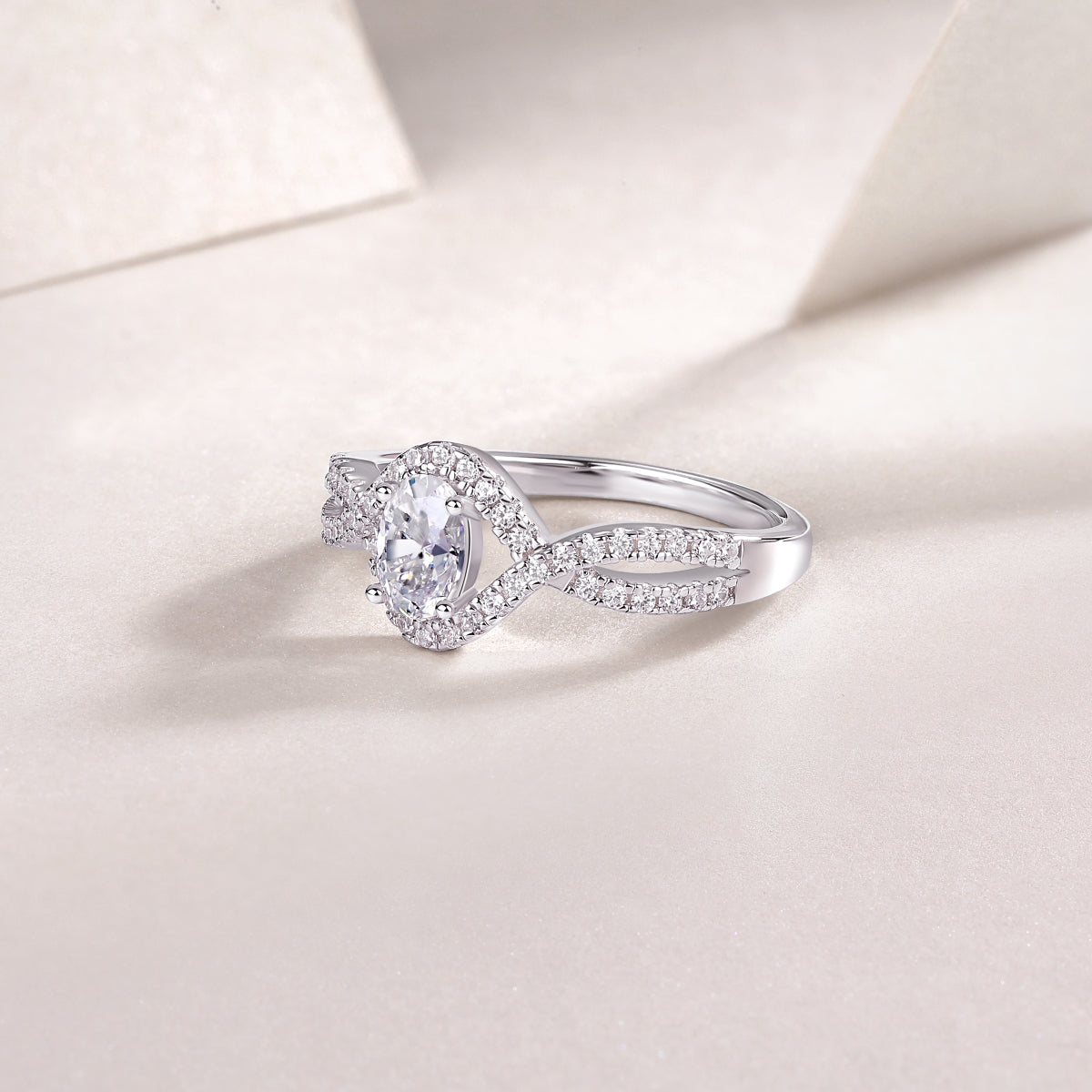 Petite Twist Oval Cut Engagement Ring - Ceerom