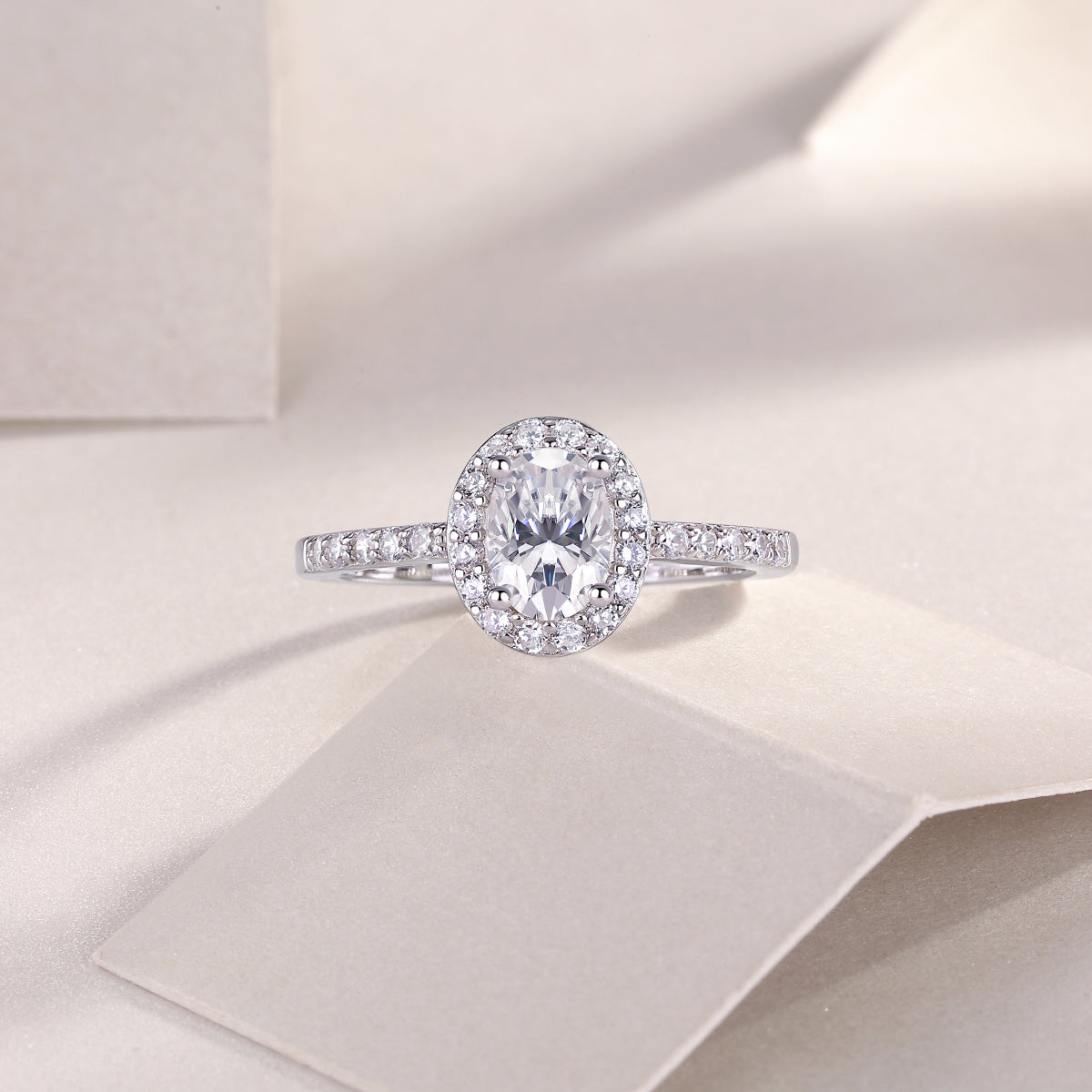 Ceerom Oval Cut Halo Engagement Ring - Ceerom