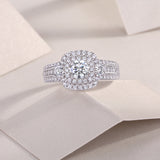 Halo Asscher Cut Pave Moissanite Ring