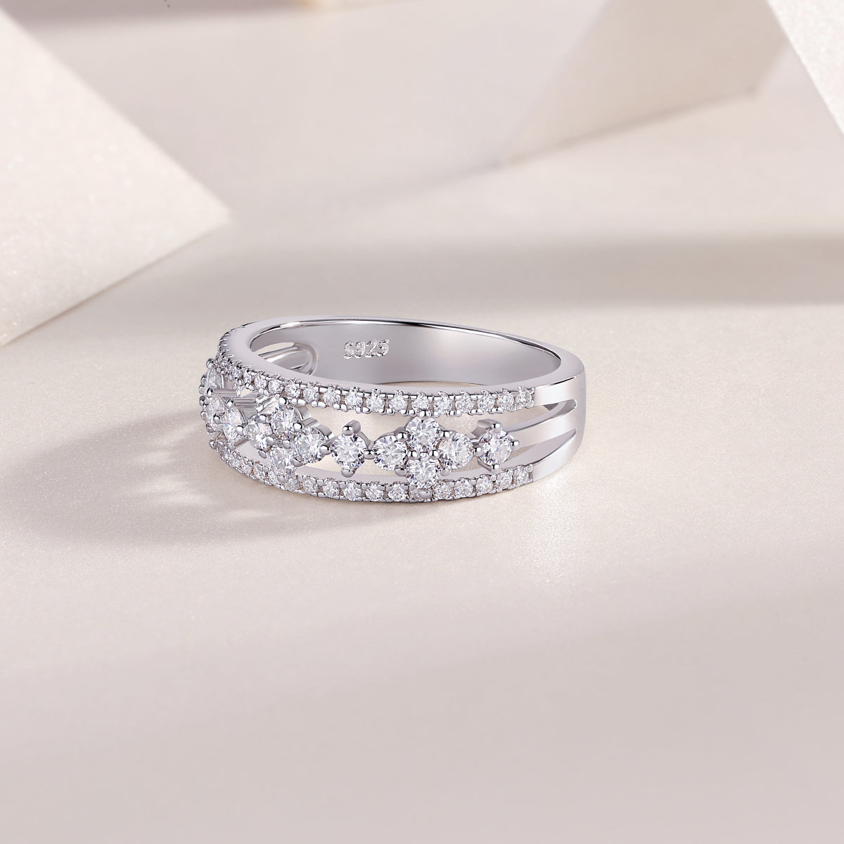 Half a Row Moissanite Wedding Band Ring - Ceerom