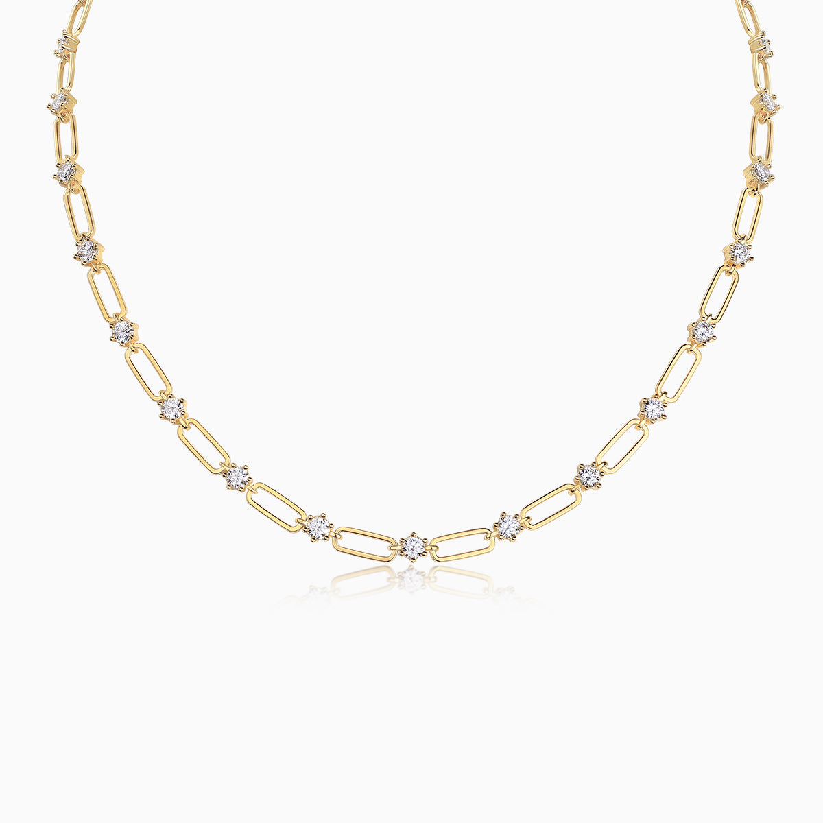 Moissanite Pave Rectangle Link Chain Necklace - Ceerom