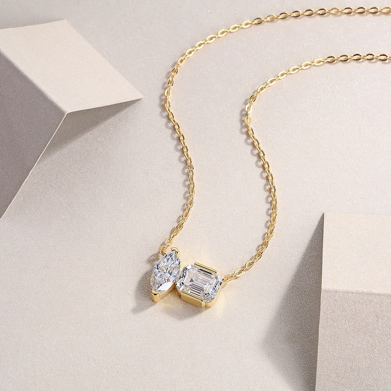 Two Stone Moissanite Necklace - Ceerom