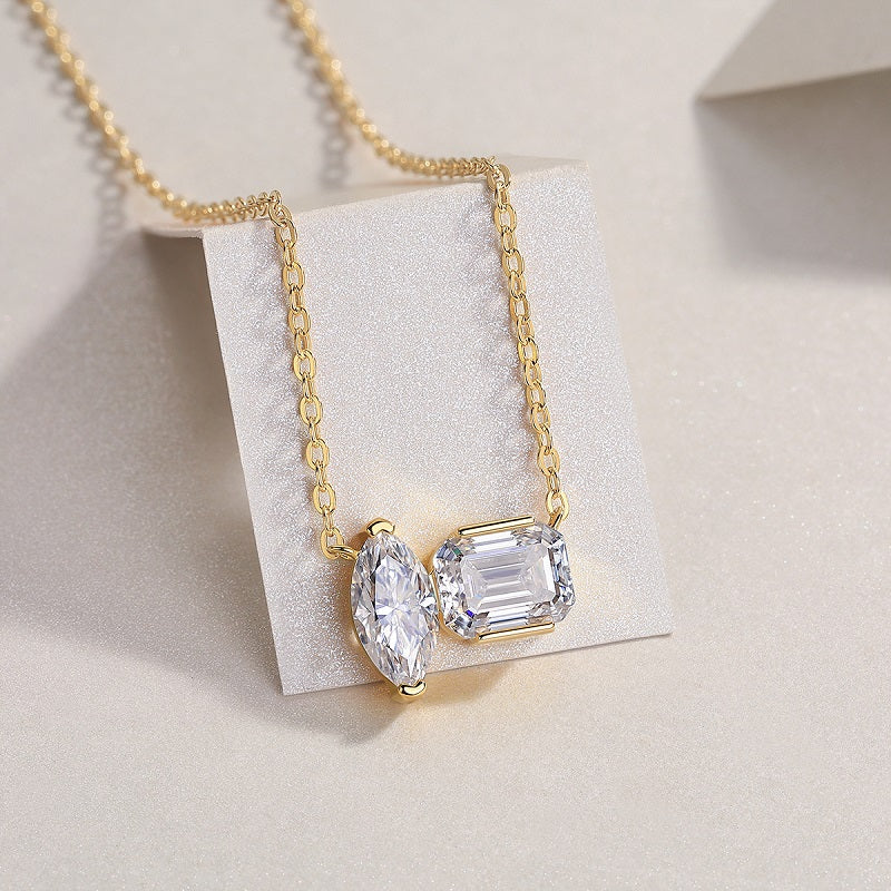 Two Stone Moissanite Necklace - Ceerom
