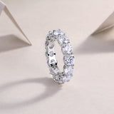 Round Cut Moissanite Pave Wedding Band Ring