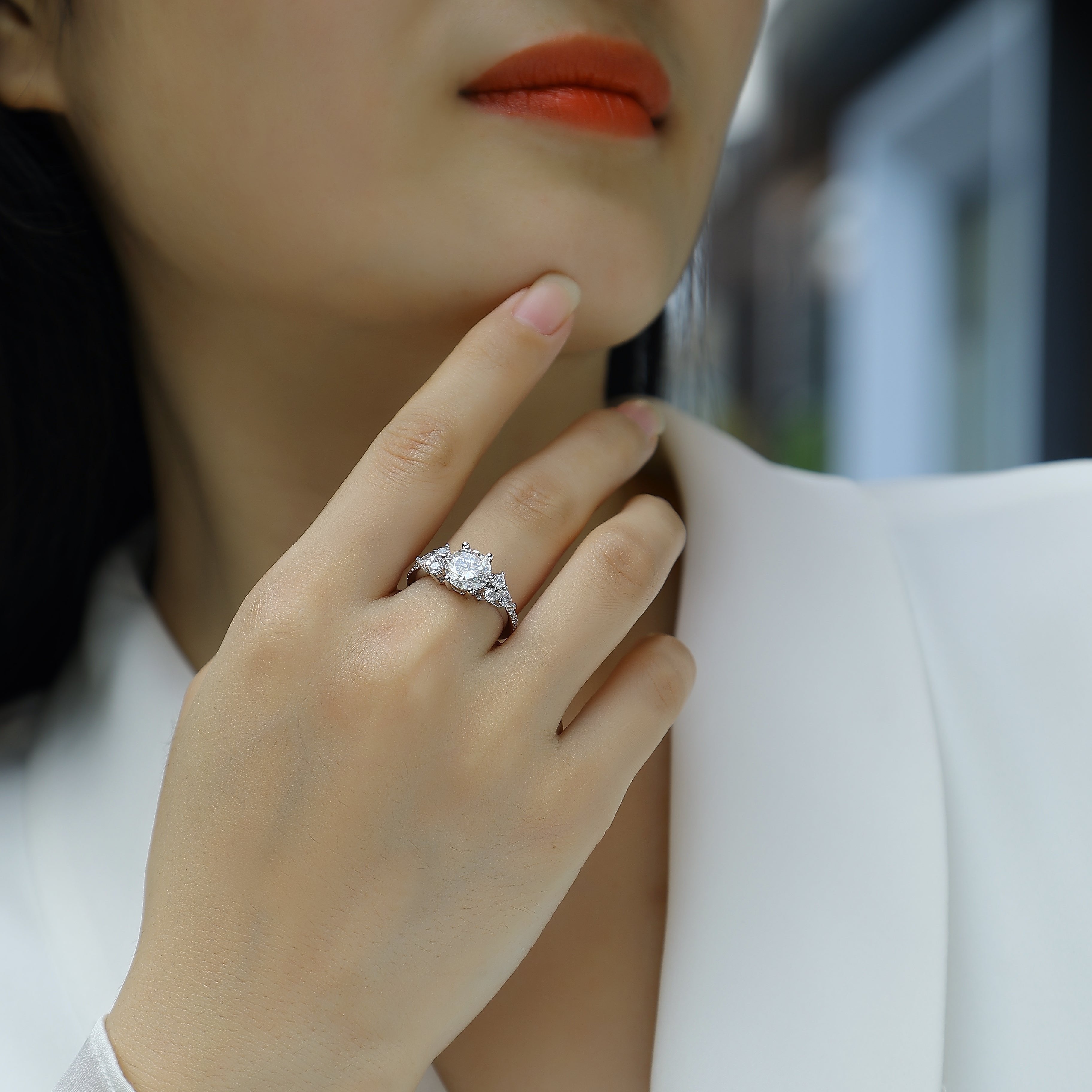 2CT Round Moissanite Pave Ring - Ceerom