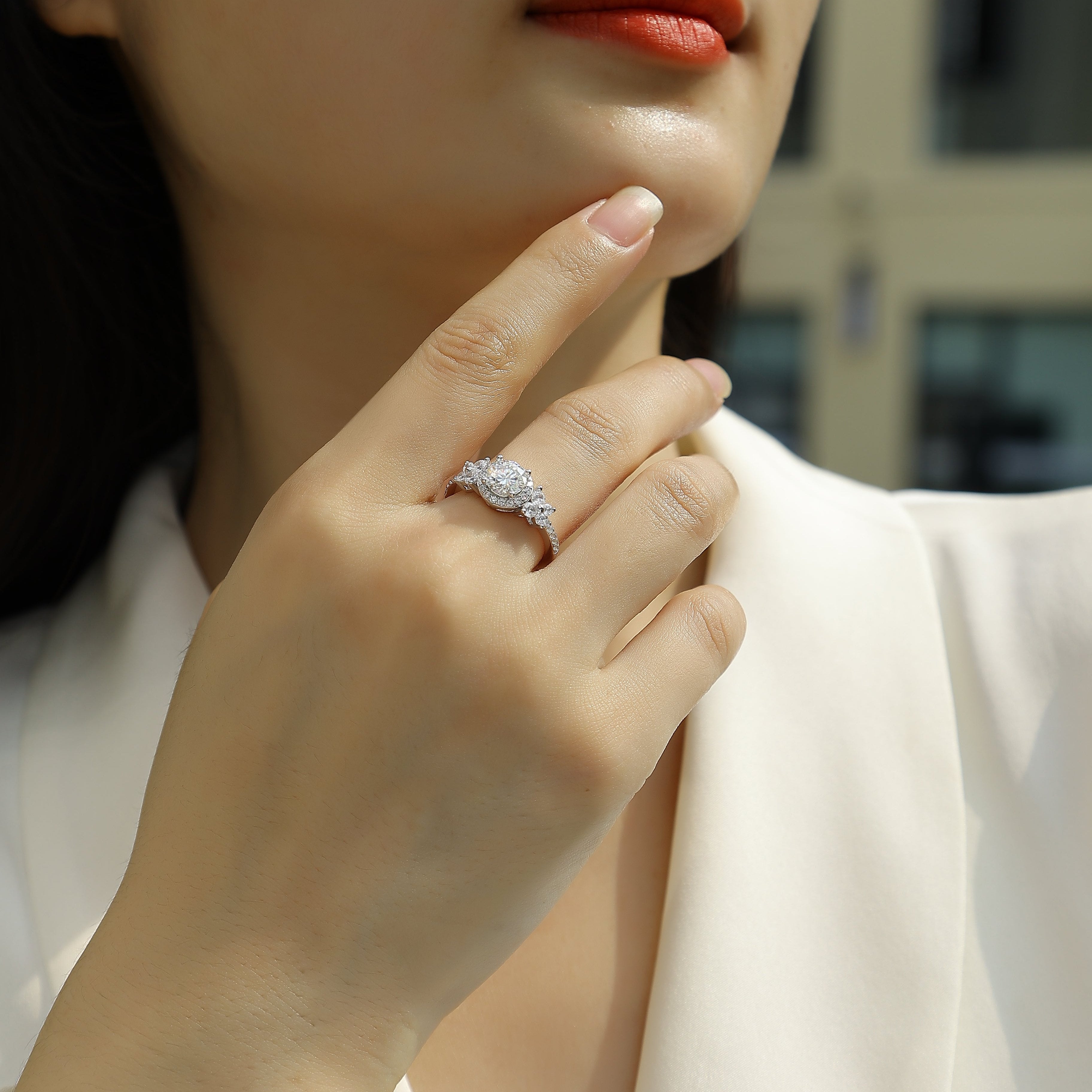 Halo Round Cut Moissanite Ring - Ceerom