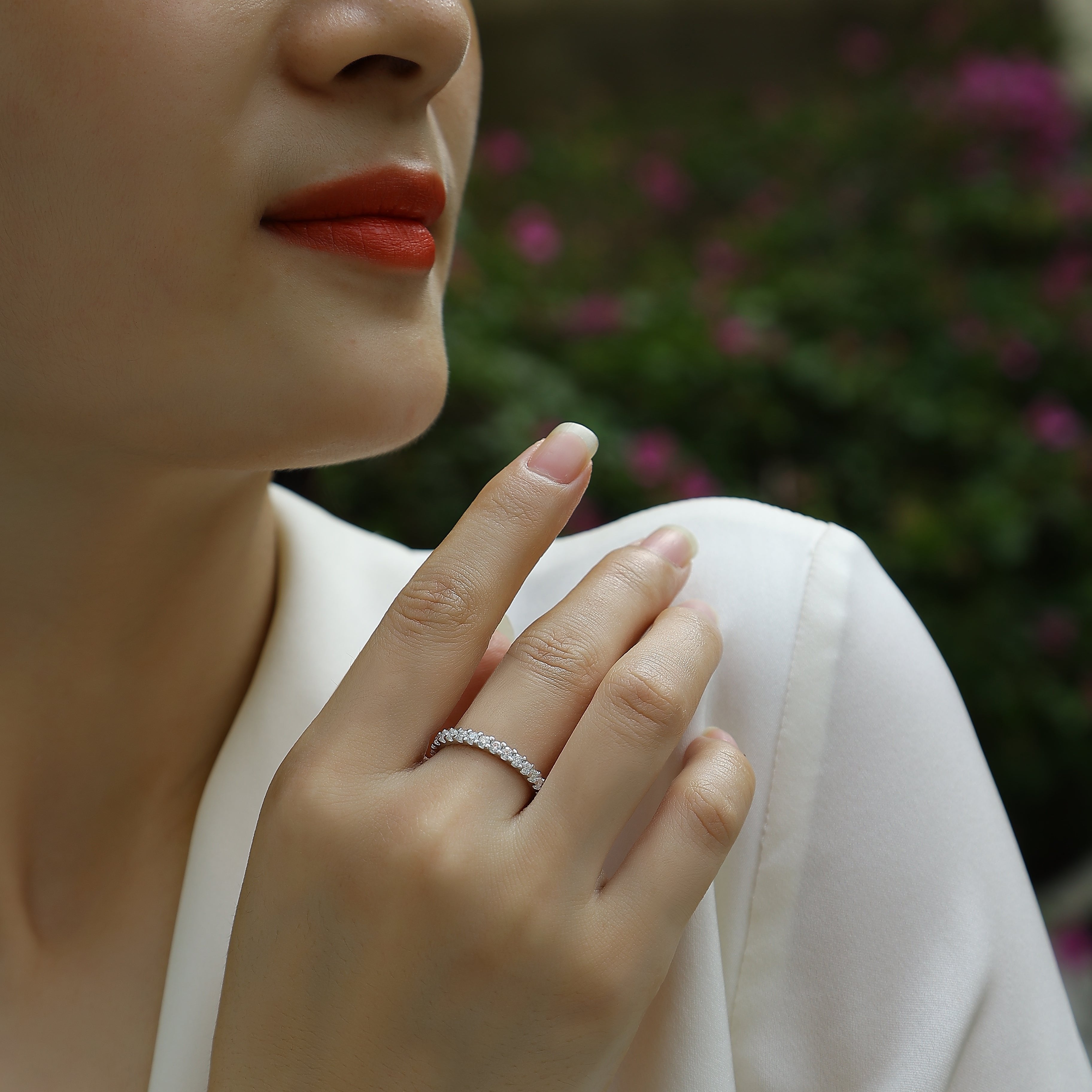 Minimalist Moissanite Pave Band Ring - Ceerom