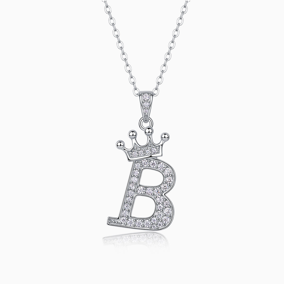 Crown 26 English Letters Full Moissanite Pendant Necklace Free choice - Ceerom