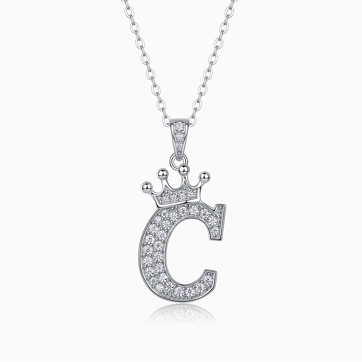 Crown 26 English Letters Full Moissanite Pendant Necklace Free choice - Ceerom