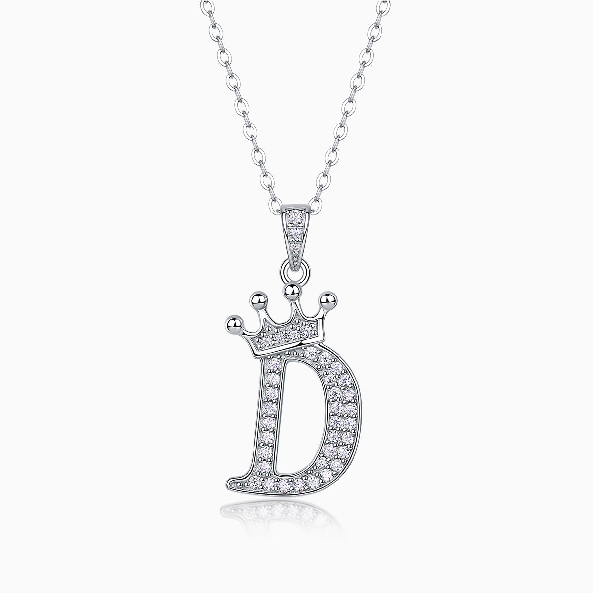 Crown 26 English Letters Full Moissanite Pendant Necklace Free choice - Ceerom
