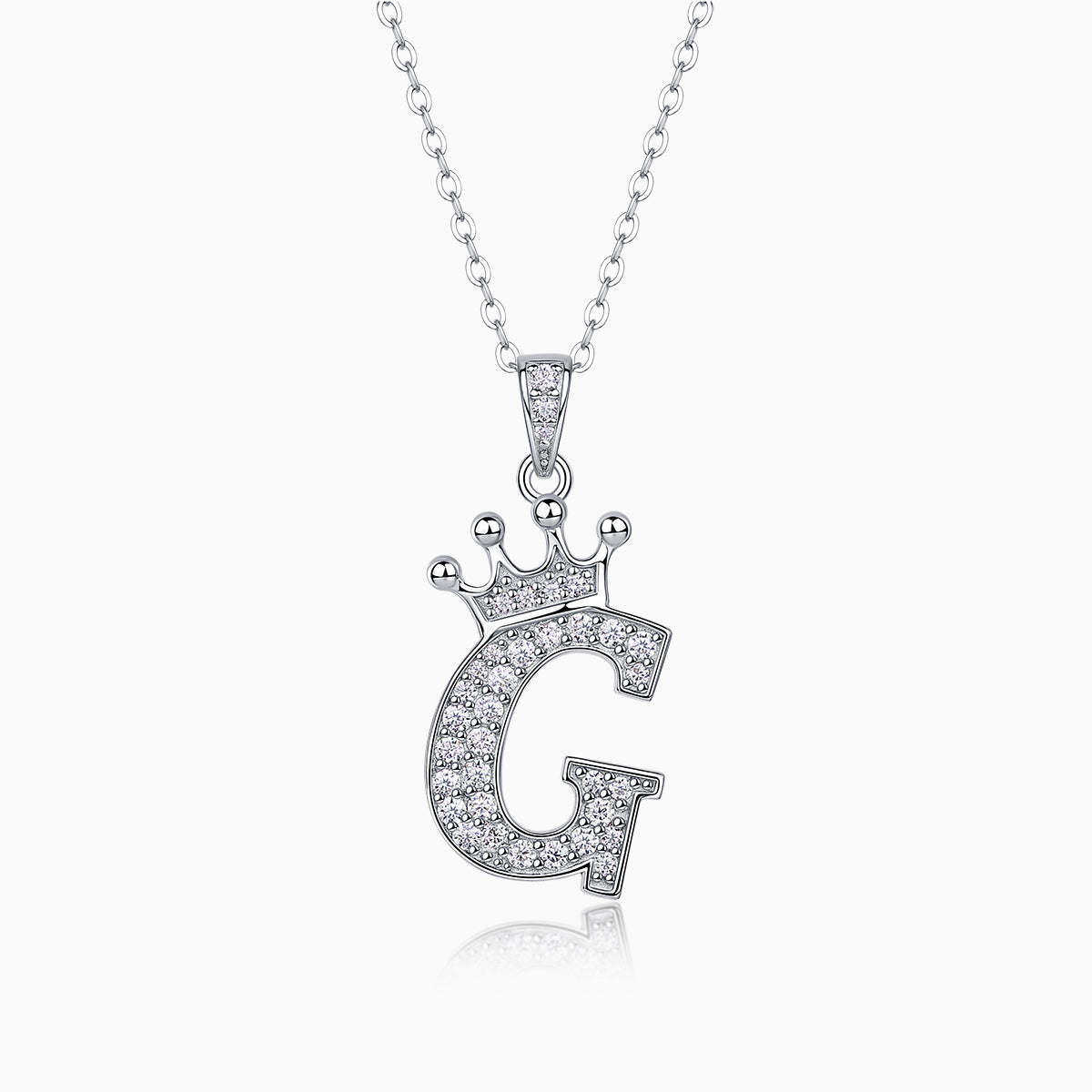 Crown 26 English Letters Full Moissanite Pendant Necklace Free choice - Ceerom