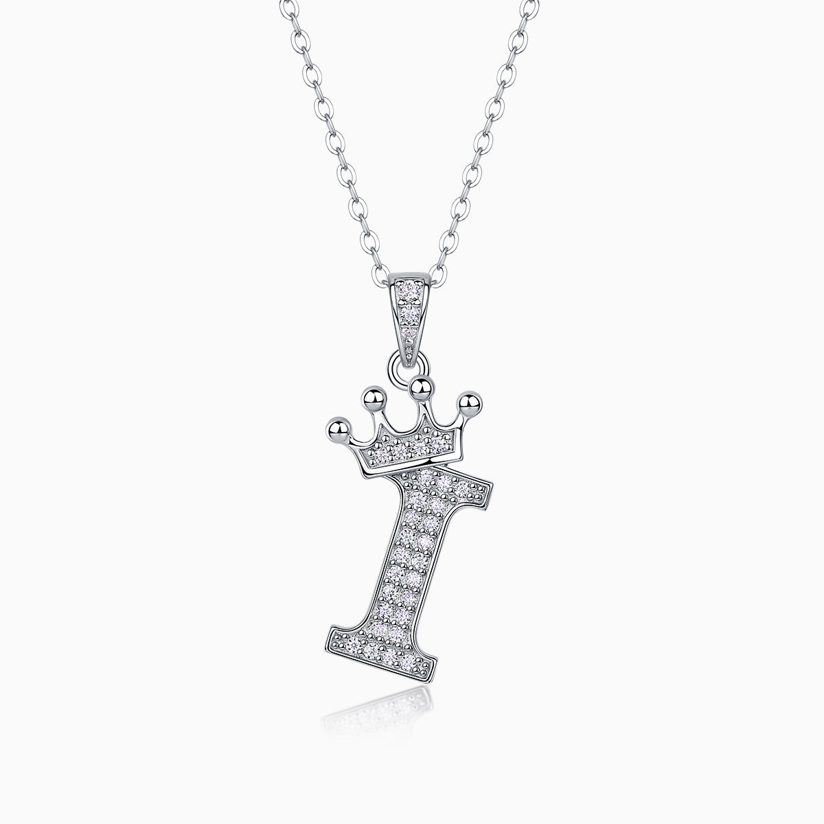 Crown 26 English Letters Full Moissanite Pendant Necklace Free choice - Ceerom