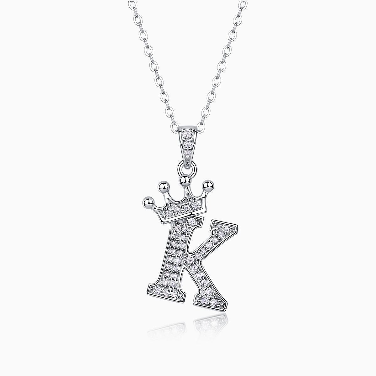 Crown 26 English Letters Full Moissanite Pendant Necklace Free choice - Ceerom