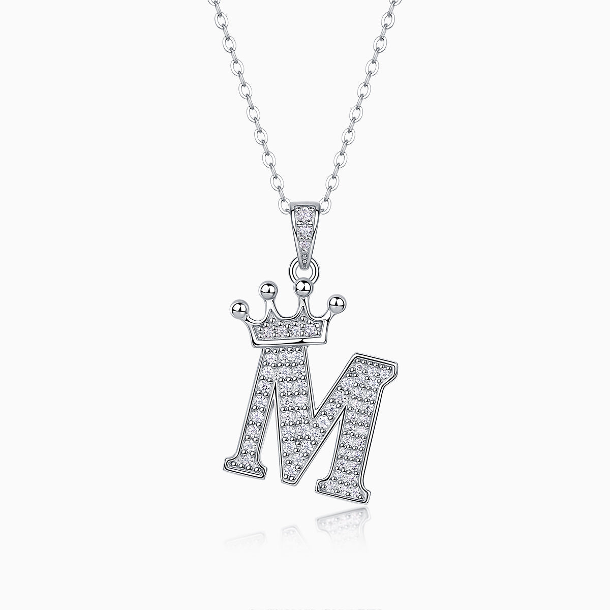 Crown 26 English Letters Full Moissanite Pendant Necklace Free choice - Ceerom