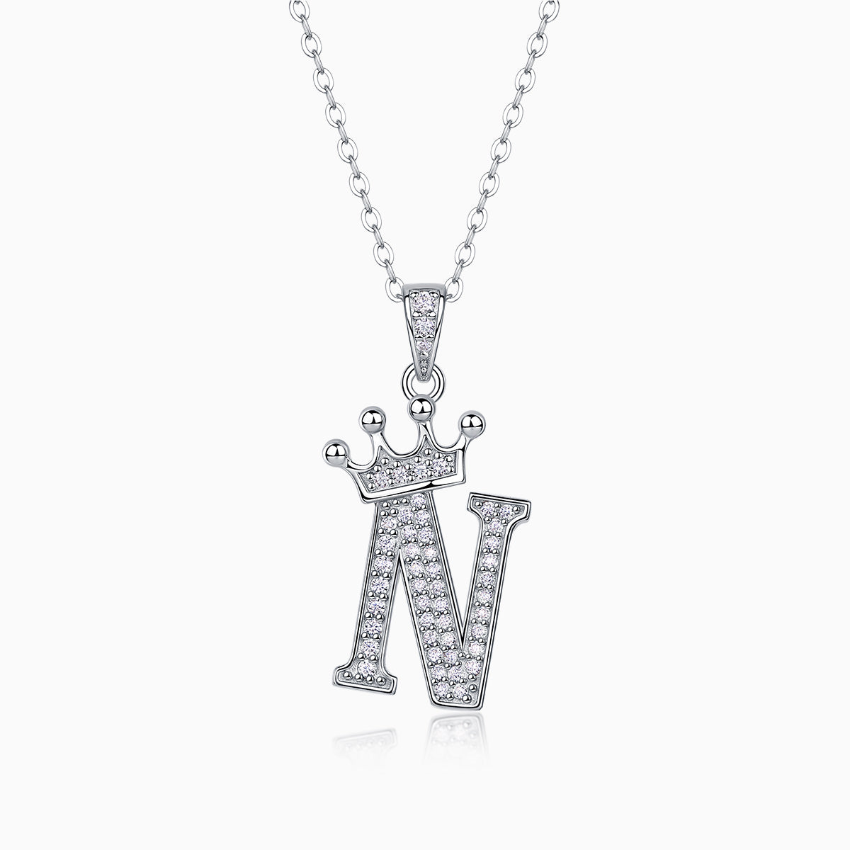 Crown 26 English Letters Full Moissanite Pendant Necklace Free choice - Ceerom