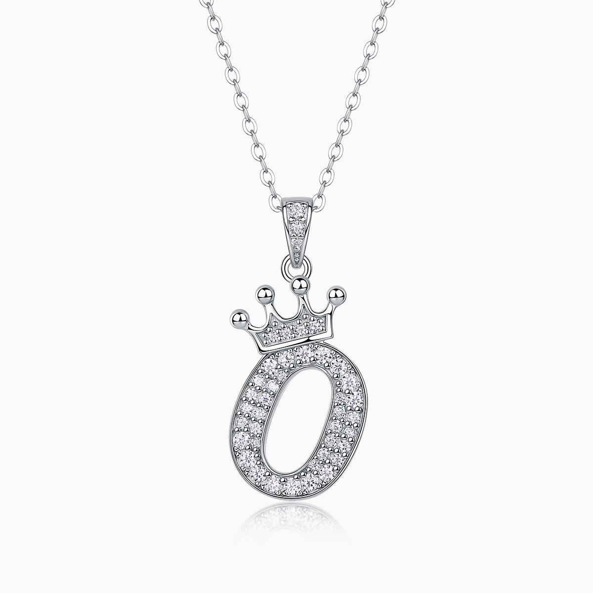 Crown 26 English Letters Full Moissanite Pendant Necklace Free choice - Ceerom