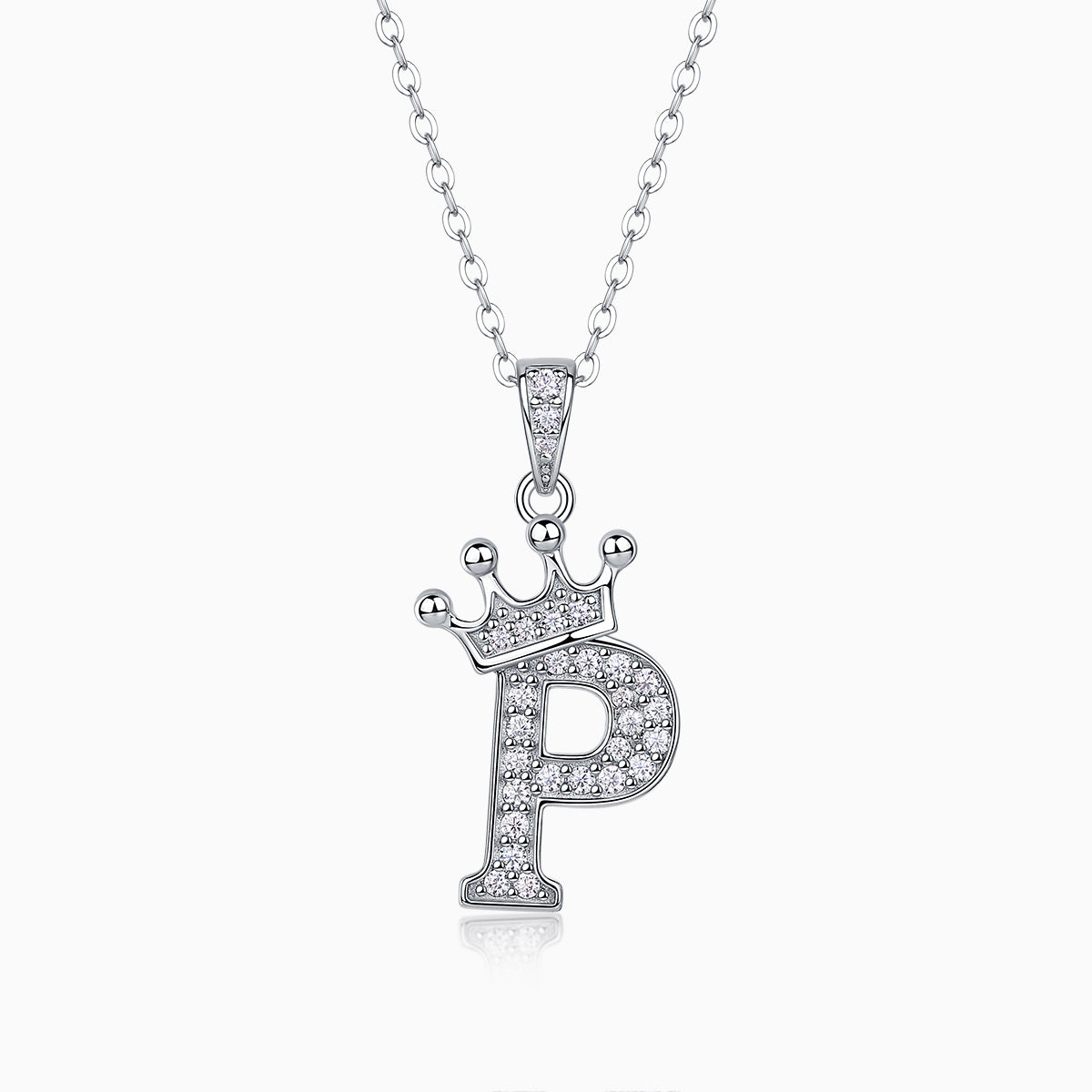 Crown 26 English Letters Full Moissanite Pendant Necklace Free choice - Ceerom