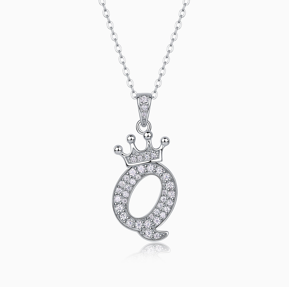 Crown 26 English Letters Full Moissanite Pendant Necklace Free choice - Ceerom