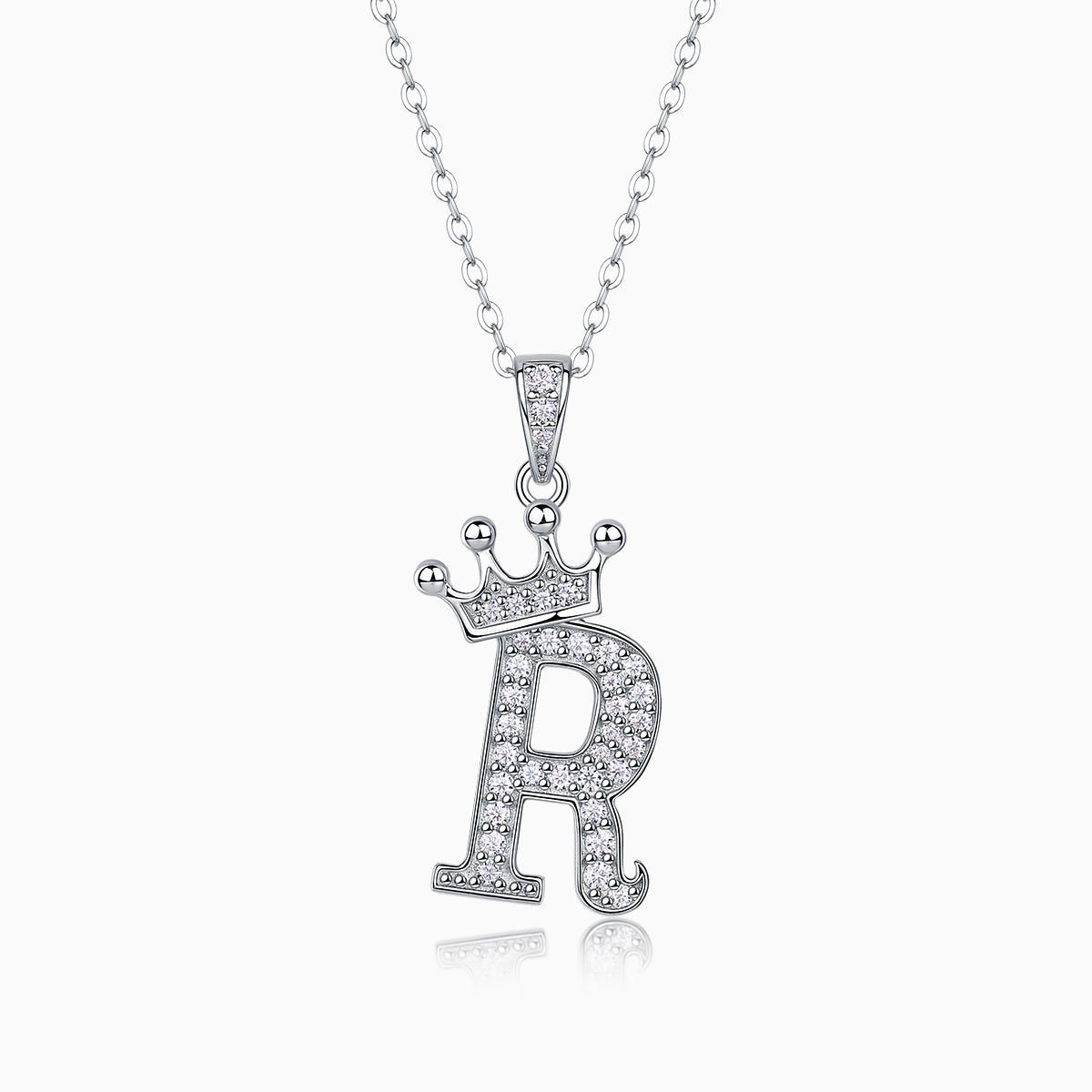 Crown 26 English Letters Full Moissanite Pendant Necklace Free choice - Ceerom