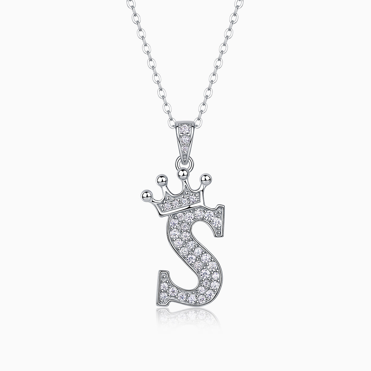 Crown 26 English Letters Full Moissanite Pendant Necklace Free choice - Ceerom