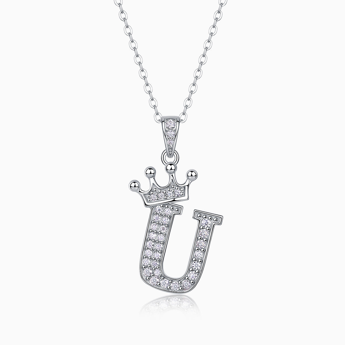Crown 26 English Letters Full Moissanite Pendant Necklace Free choice - Ceerom