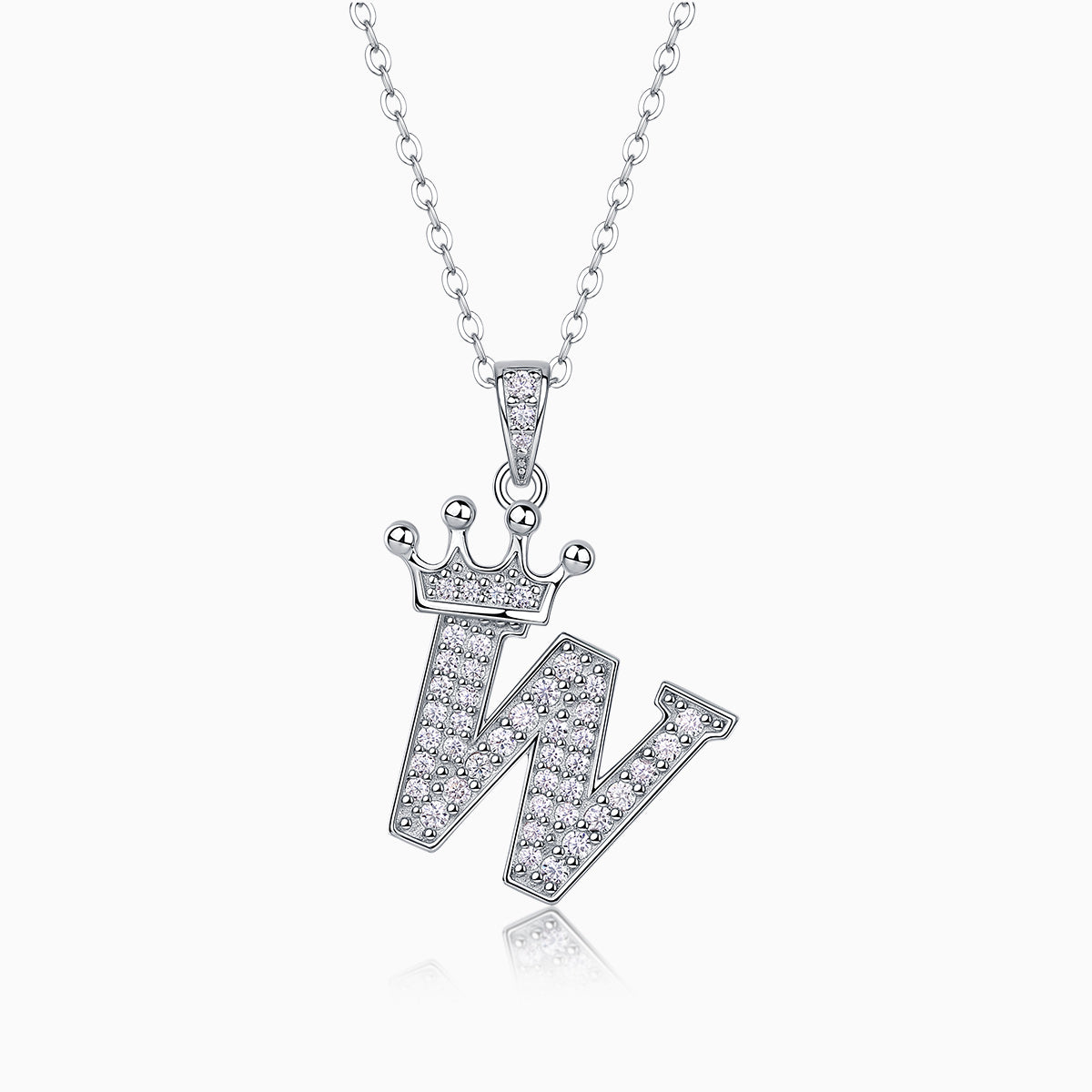 Crown 26 English Letters Full Moissanite Pendant Necklace Free choice - Ceerom