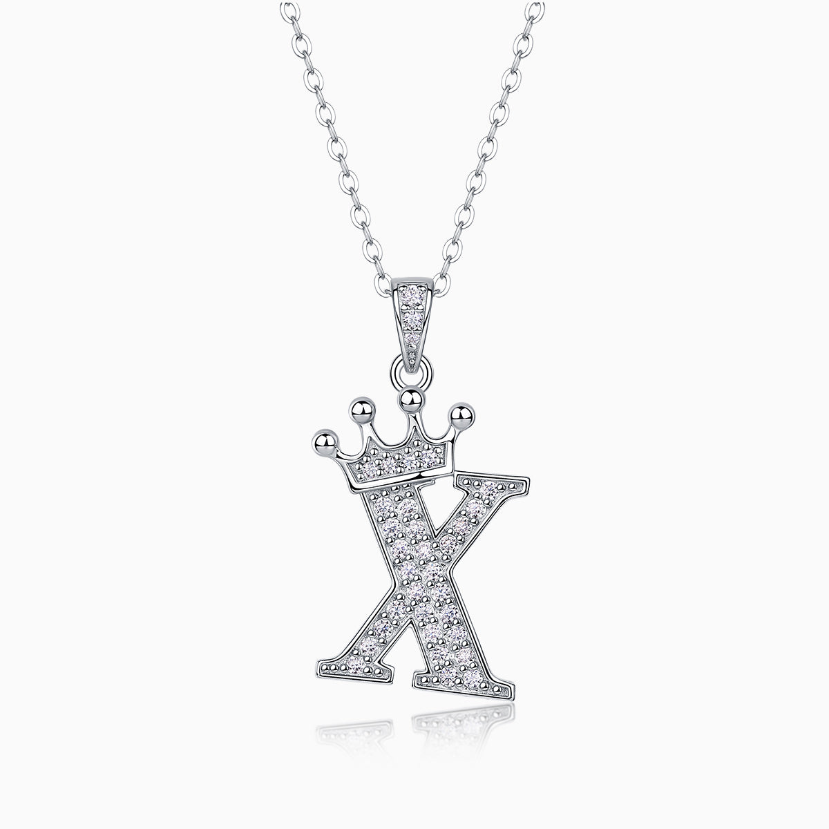 Crown 26 English Letters Full Moissanite Pendant Necklace Free choice - Ceerom