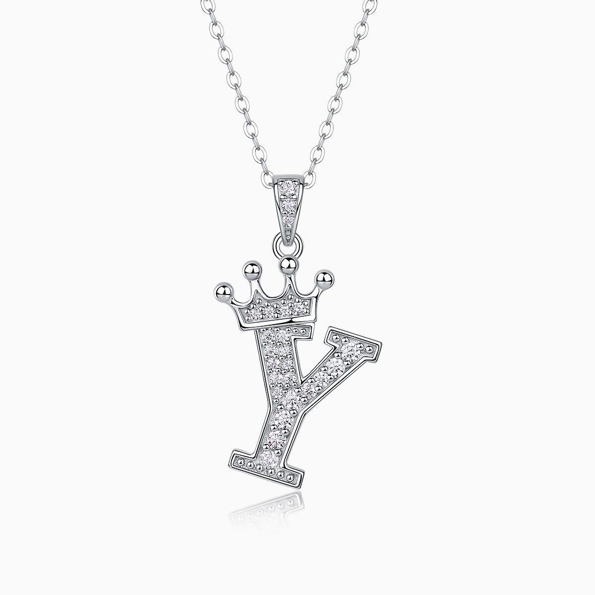Crown 26 English Letters Full Moissanite Pendant Necklace Free choice - Ceerom