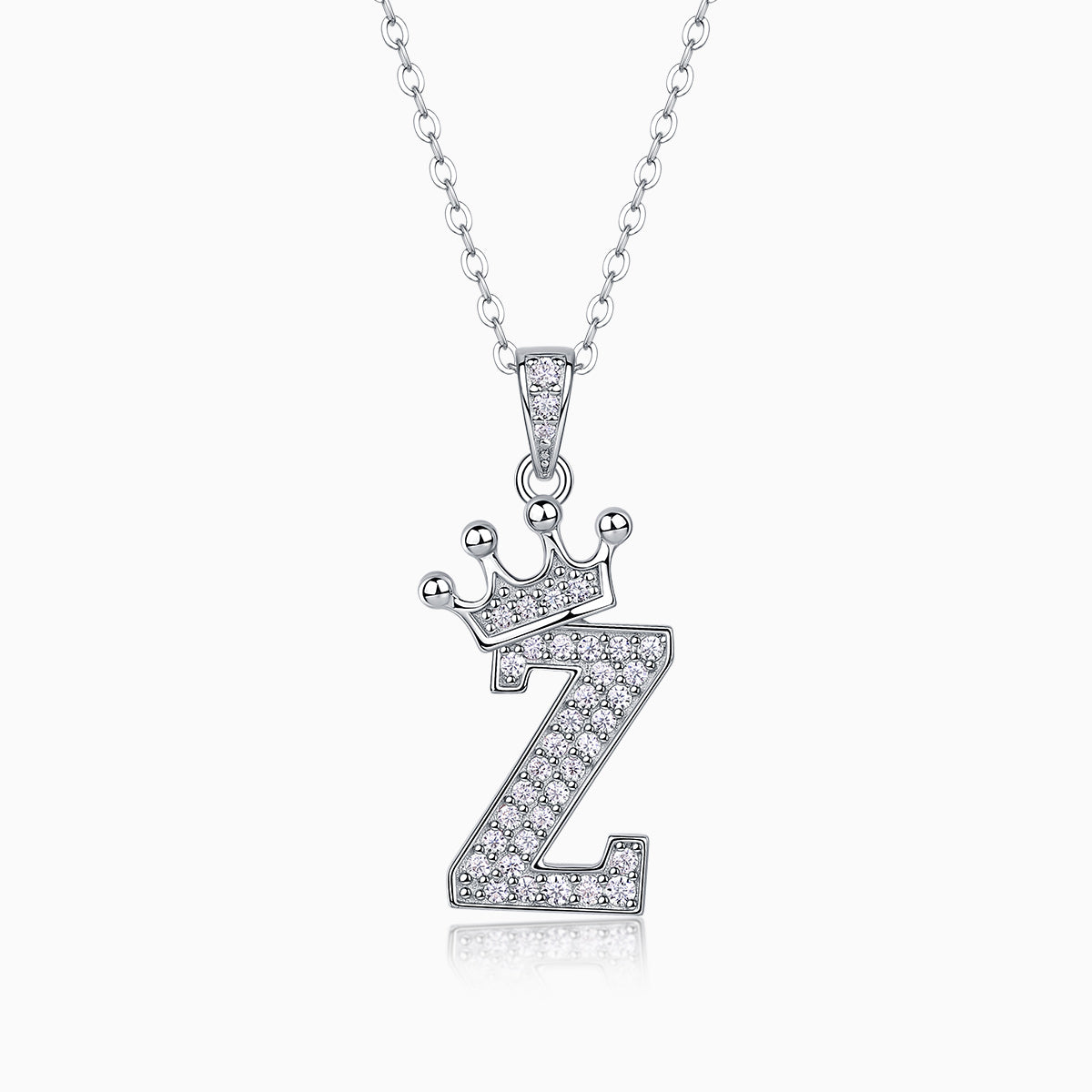 Crown 26 English Letters Full Moissanite Pendant Necklace Free choice - Ceerom