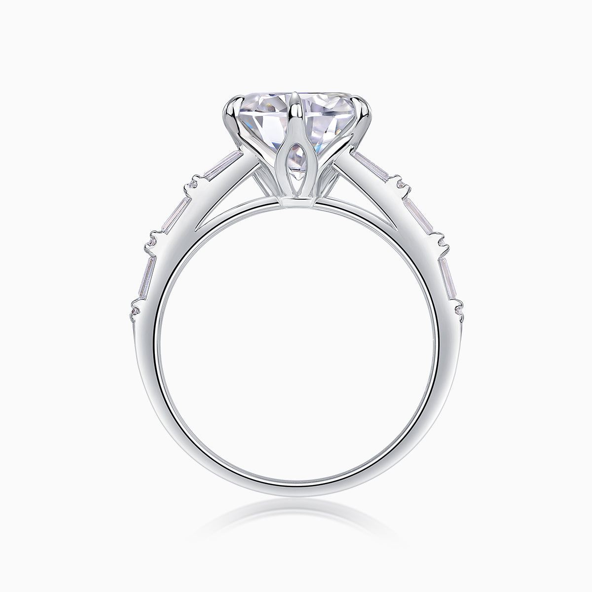 3CT Round Moissanite Solitaire Ring Set - Ceerom