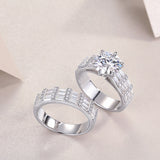3CT Round Moissanite Solitaire Ring Set - Ceerom