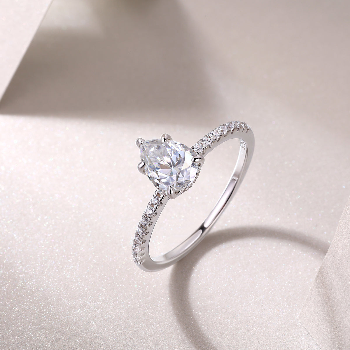 Pear Shaped Moissanite Ring - Ceerom