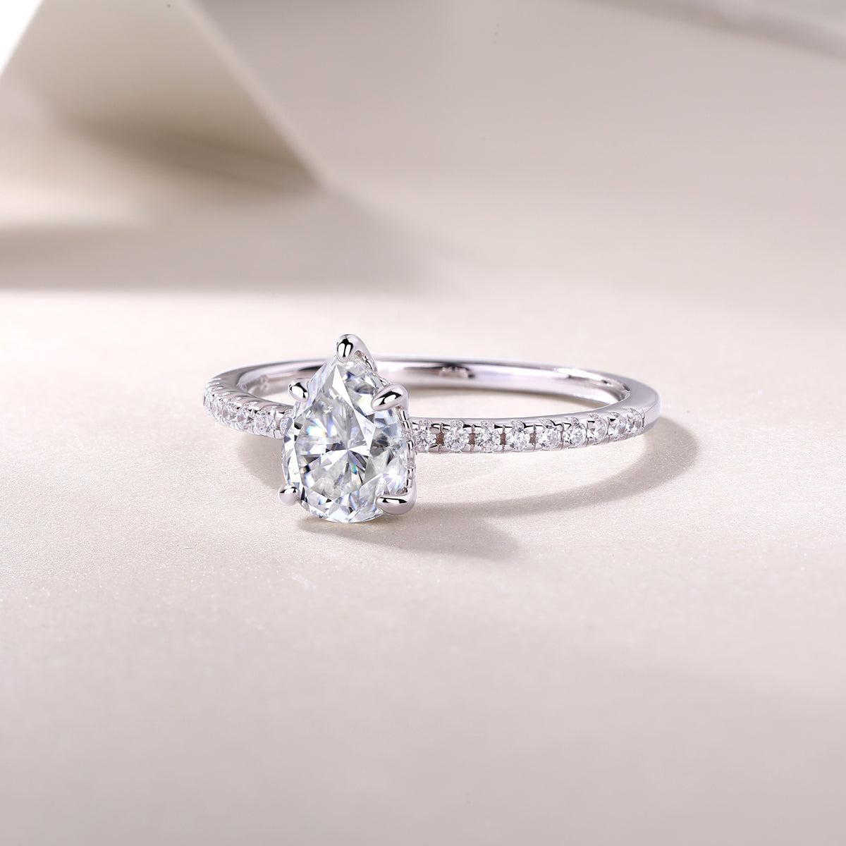 Pear Shaped Moissanite Ring - Ceerom