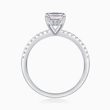 Pave Emerald Cut Moissanite Engagement Ring - Ceerom