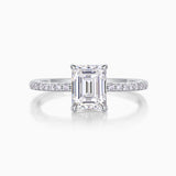 Pave Emerald Cut Moissanite Engagement Ring - Ceerom