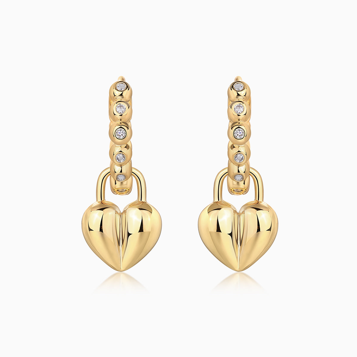 Moissanite 2-in-1 Beaded Hoops Removable Heart Earrings - Ceerom