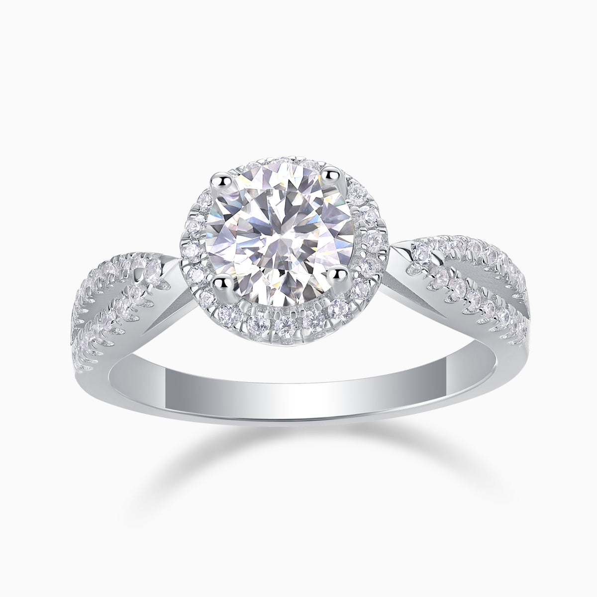 Round Cut Moissanite Unique Engagement Ring - Ceerom