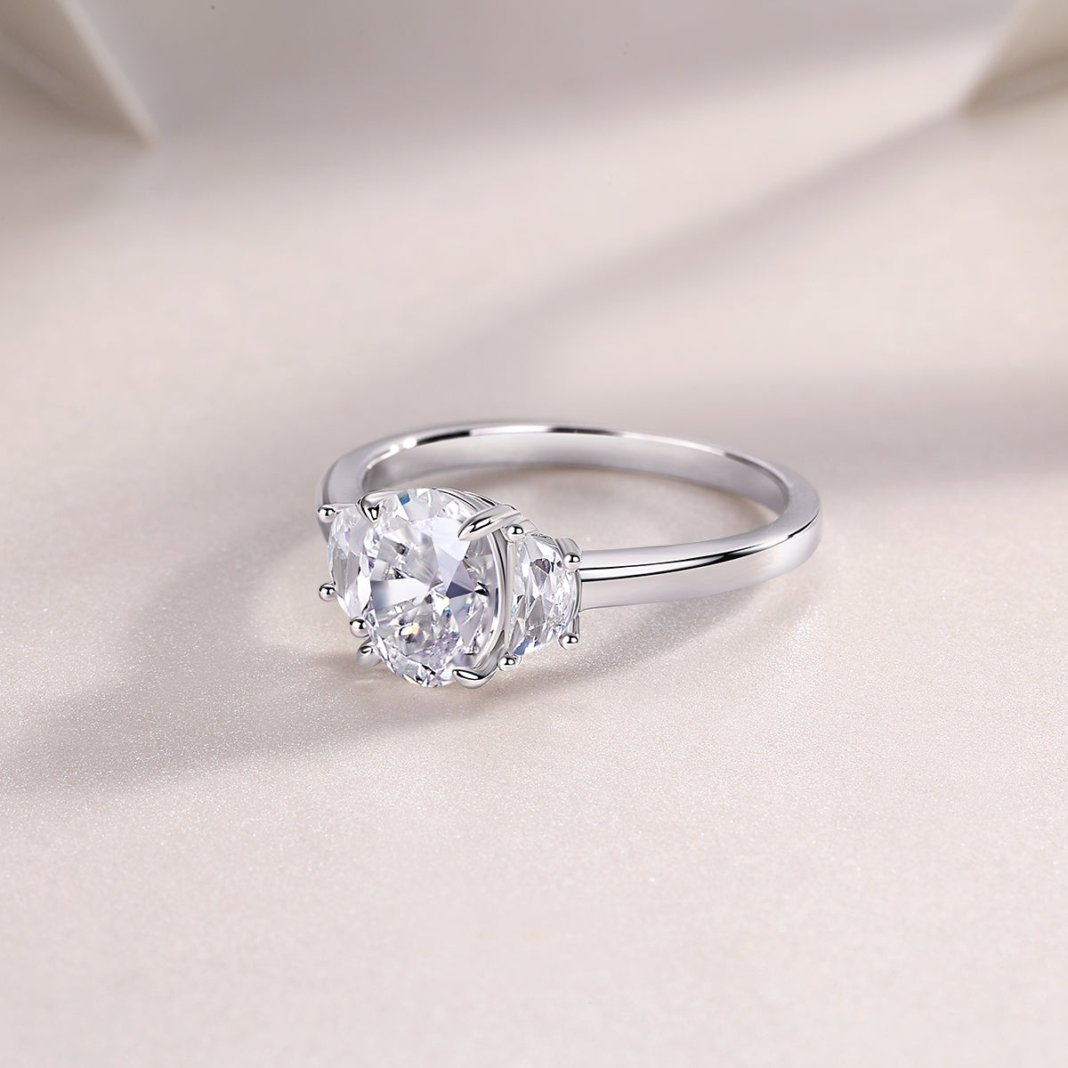 Three Stone Oval Cut Engagement Ring - Ceerom