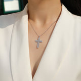 Round Moissanite Cross Pendant Necklace - Ceerom