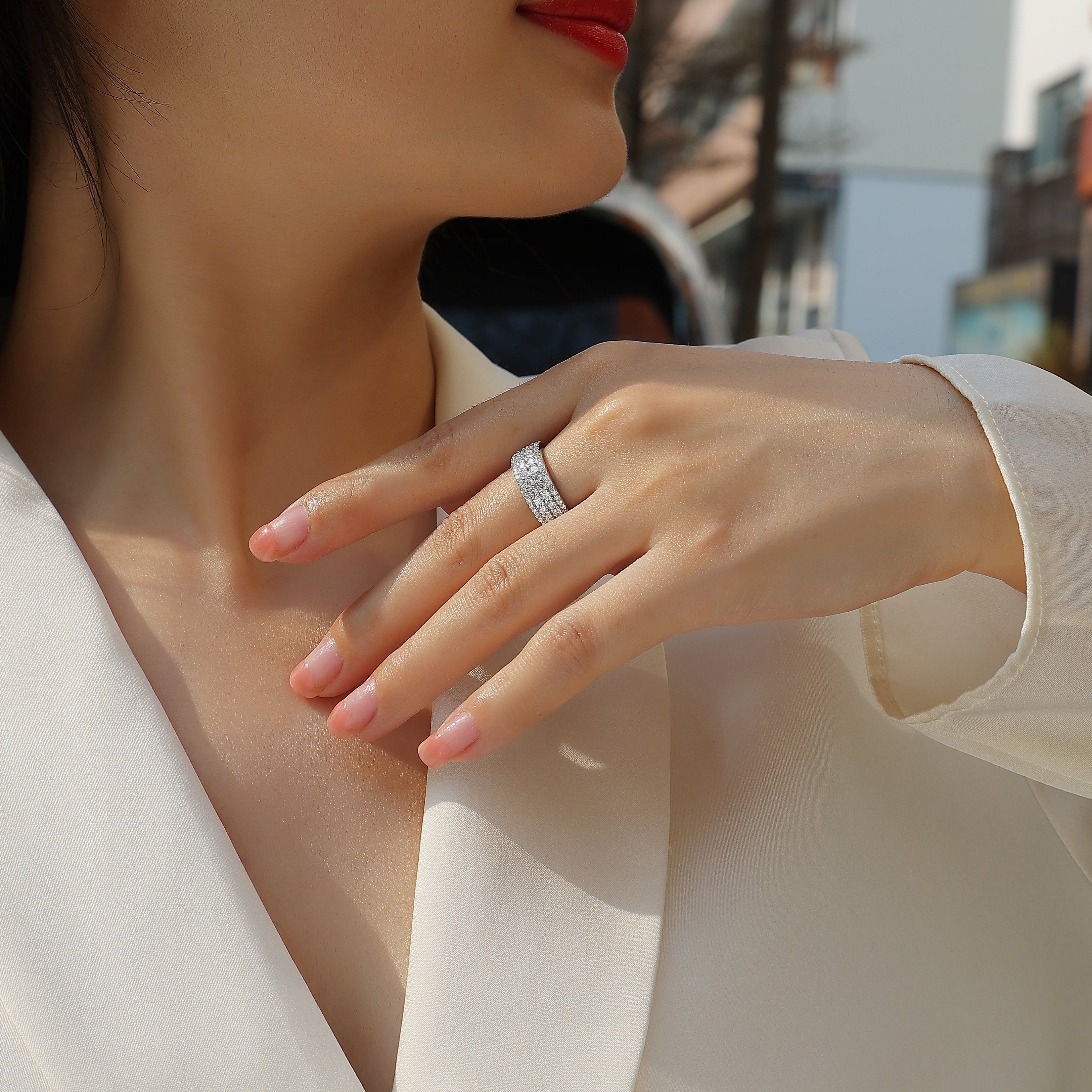 Moissanite Ladies Eternity Band Ring - Ceerom